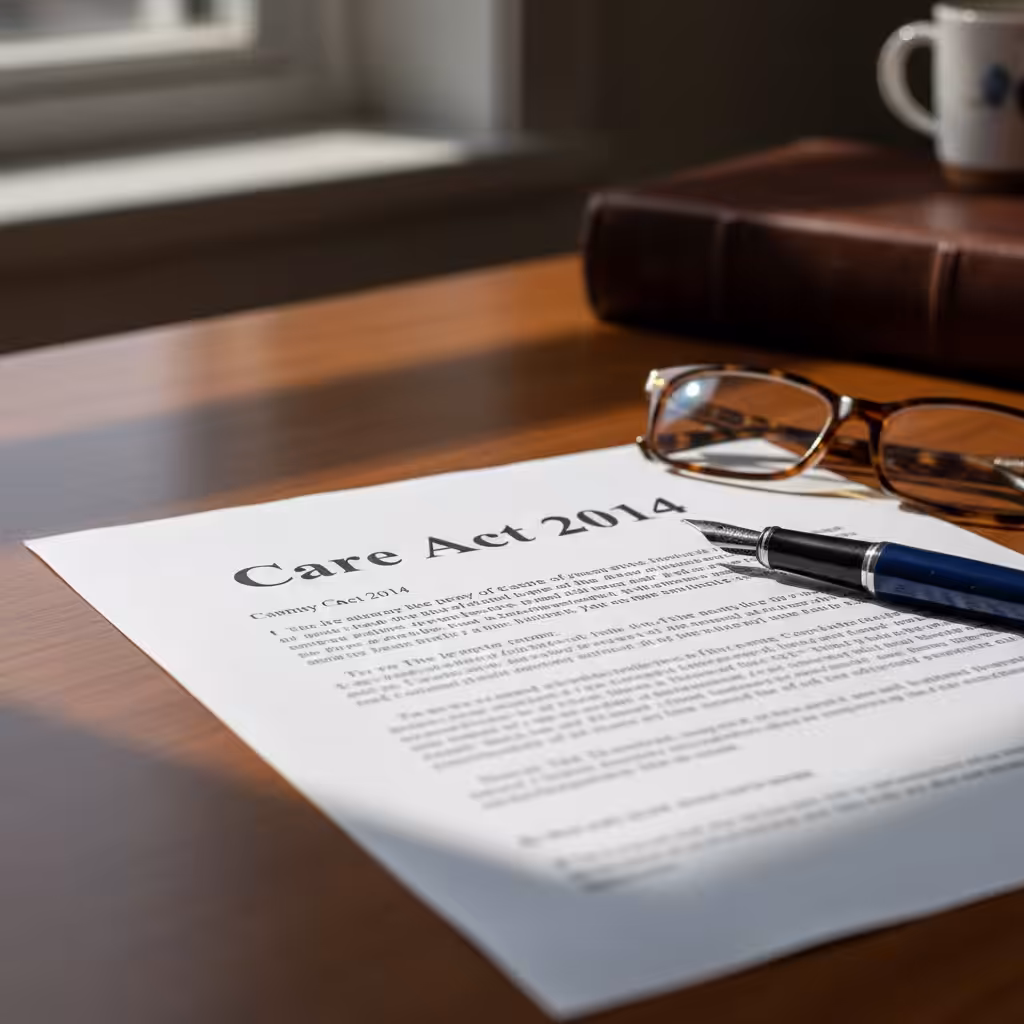 Care Act 2014 document on a desk