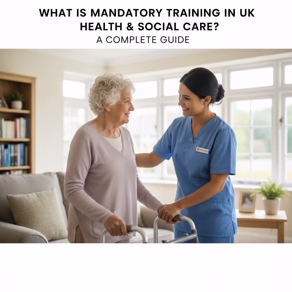 A care worker respectfully assisting an elderly person, demonstrating safe and ethical practice.