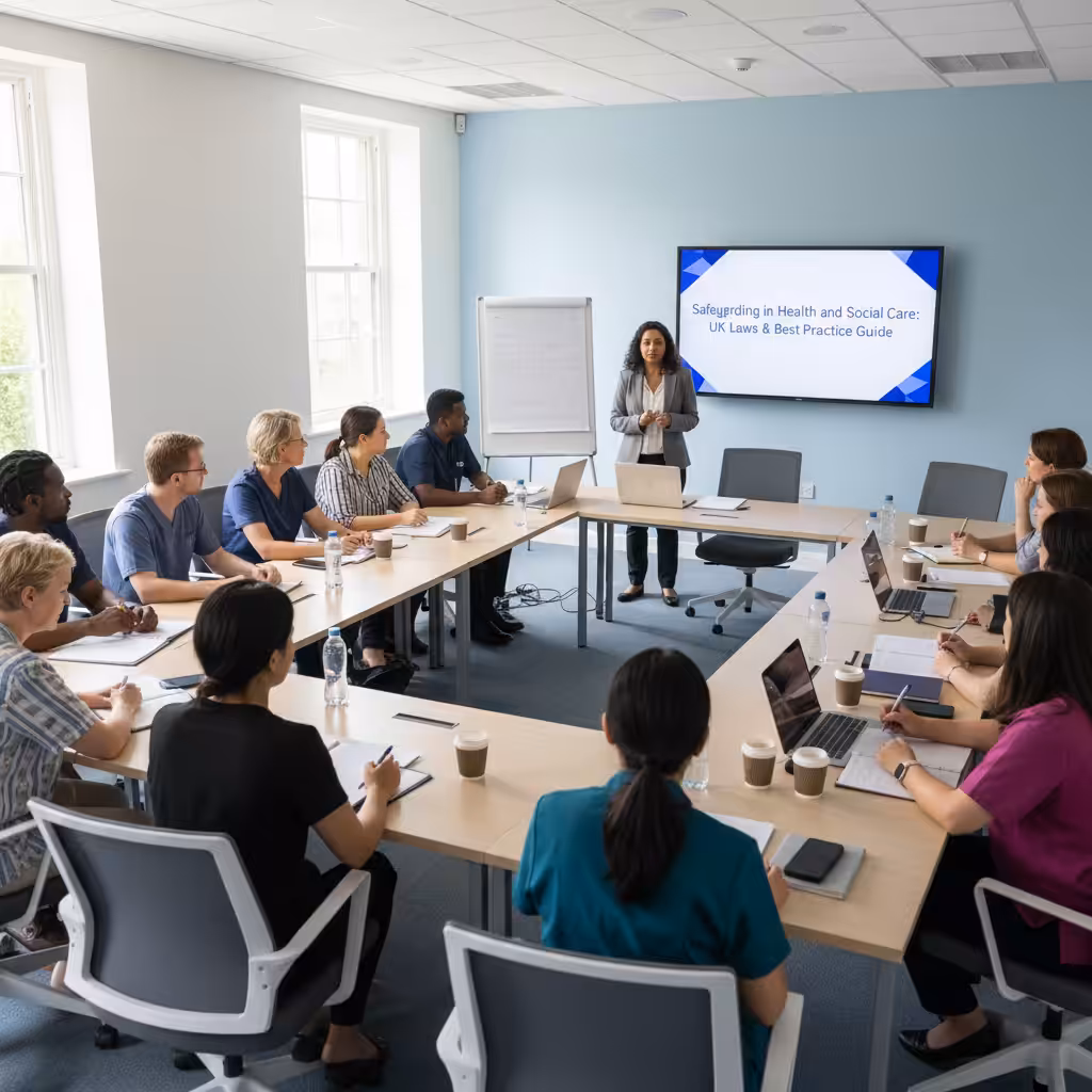 Care workers attending a training session on safeguarding best practices.