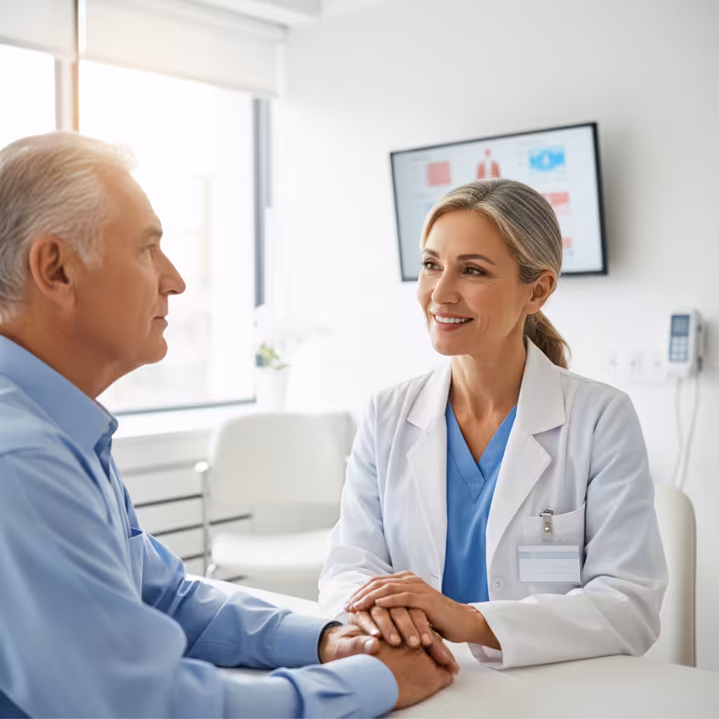 A healthcare professional confidently interacting with a patient, showing improved skills.